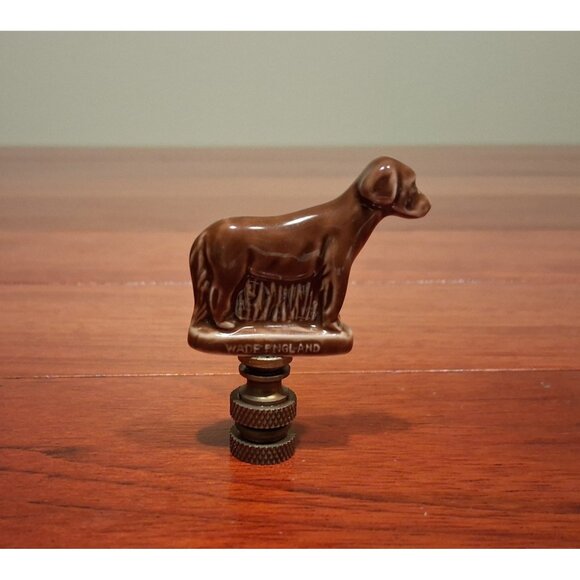 Chocolate Lab Labrador Dog Puppy Lamp Finial Shade Topper England Vtg Farmhouse - Picture 1 of 6